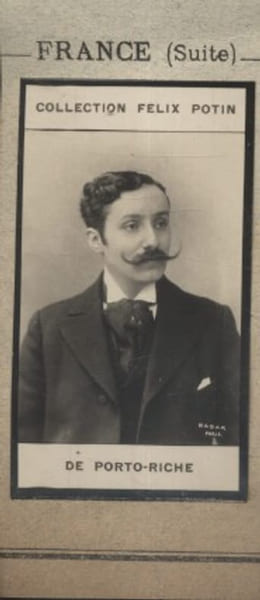 Photographie de la collection F&eacute;lix Potin (4 x 7,5 cm) repr&eacute;sentant : Georges de Porto-Riche, homme de lettres.. PORTO-RICHE (Georges de) Photo Nadar.