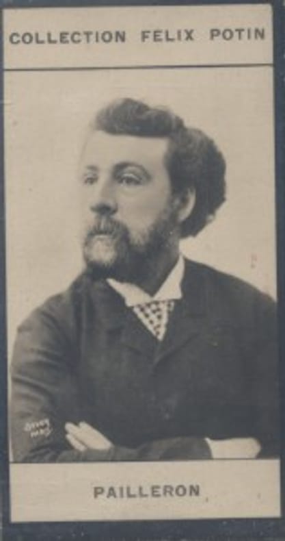Photographie de la collection Félix Potin (4 x 7,5 cm) représentant : Edouard Pailleron, homme de lettres.. PAILLERON Edouard Photo Boyer.