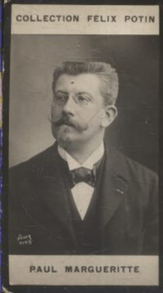 Photographie de la collection F&eacute;lix Potin (4 x 7,5 cm) repr&eacute;sentant : Paul Margueritte, homme de lettres.. MARGUERITTE (Paul) Photo Nadar.