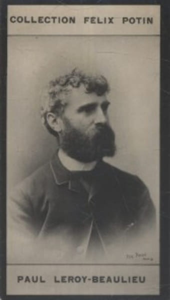 Photographie de la collection F&eacute;lix Potin (4 x 7,5 cm) repr&eacute;sentant : Paul (Anatole) Leroy-Beaulieu.. LEROY-BEAULIEU (Paul) Photo Eug&egrave;ne Pirou.