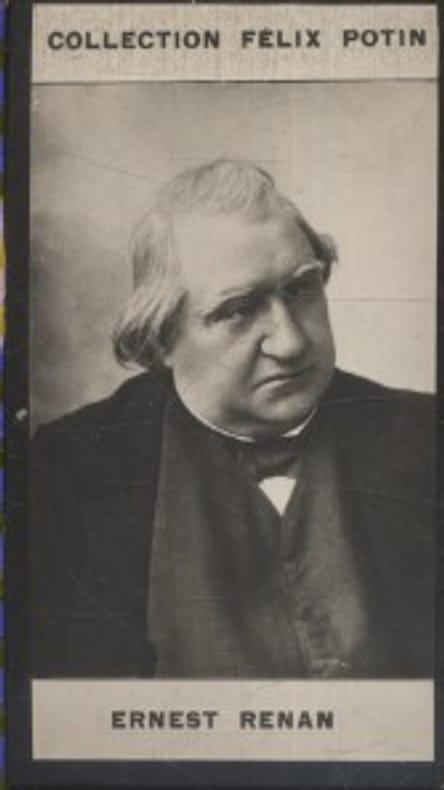 Photographie de la collection Félix Potin (4 x 7,5 cm) représentant : Ernest Renan, homme de lettres.. RENAN (Ernest) 