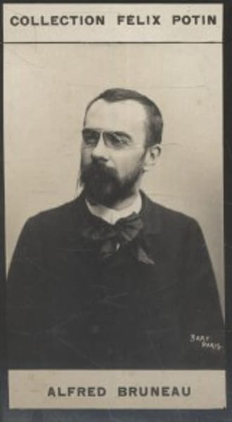 Photographie de la collection F&eacute;lix Potin (4 x 7,5 cm) repr&eacute;sentant : Alfred Bruneau, compositeur de musique.. BRUNEAU (Alfred) Photo Bary.
