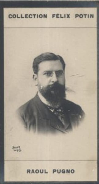 Photographie de la collection F&eacute;lix Potin (4 x 7,5 cm) repr&eacute;sentant : Raoul Pugno, compositeur.. PUGNO Raoul Photo Boyer.