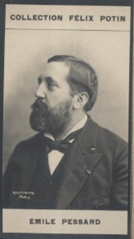 Photographie de la collection Félix Potin (4 x 7,5 cm) représentant : Emile Pessard, compositeur.. PESSARD Emile Photo Reutlinger.
