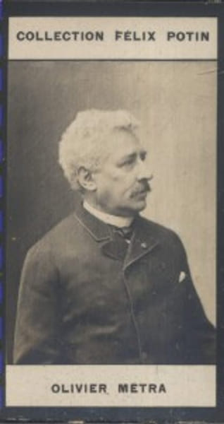 Photographie de la collection F&eacute;lix Potin (4 x 7,5 cm) repr&eacute;sentant : Olivier M&eacute;tra, compositeur.. METRA (Olivier) 