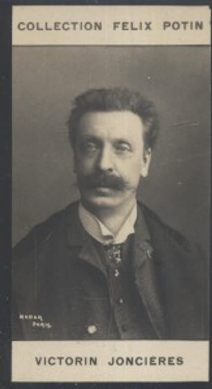 Photographie de la collection Félix Potin (4 x 7,5 cm) représentant : Victorin Joncières, compositeur.. JONCIERES (Victorin) Photo Nadar.