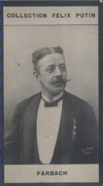 Photographie de la collection F&eacute;lix Potin (4 x 7,5 cm) repr&eacute;sentant : Philippe Farbach, musicien autrichien.. FARBACH (Philippe) Photo Eug&egrave;ne Pirou.