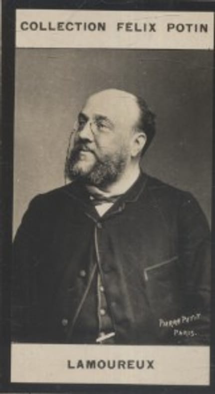 Photographie de la collection Félix Potin (4 x 7,5 cm) représentant : Charles Lamoureux, chef d'orchestre et compositeur.. LAMOUREUX (Charles) Photo ...