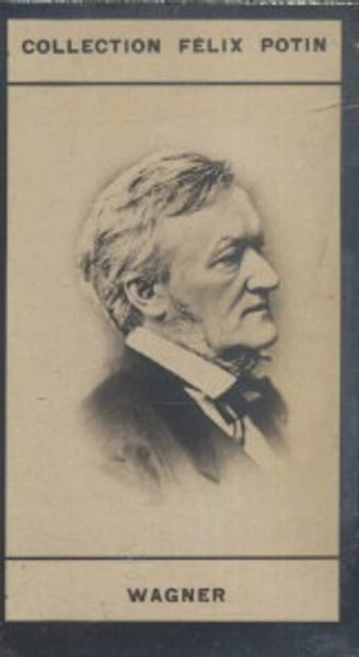Photographie de la collection F&eacute;lix Potin (4 x 7,5 cm) repr&eacute;sentant : Richard Wagner, compositeur.. WAGNER (Richard) 