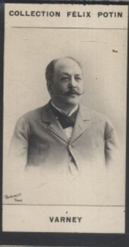 Photographie de la collection Félix Potin (4 x 7,5 cm) représentant : Louis Varney, compositeur.. VARNEY (Louis) Photo Reutlinger.