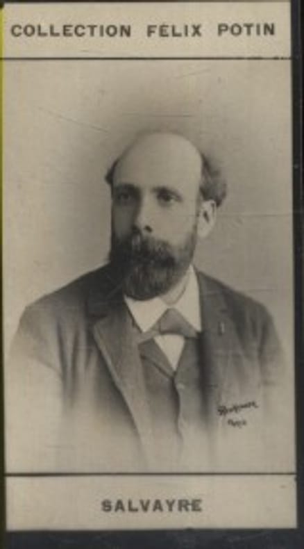 Photographie de la collection Félix Potin (4 x 7,5 cm) représentant : Gaston Salvayre, compositeur.. SALVAYRE Gaston Photo Reutlinger.