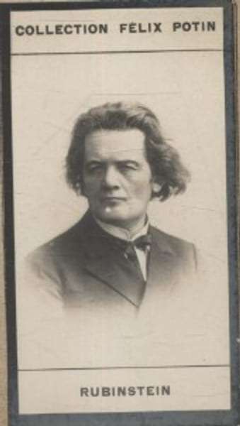Photographie de la collection F&eacute;lix Potin (4 x 7,5 cm) repr&eacute;sentant : Antoine Rubinstein, musicien.. RUBINSTEIN Antoine 