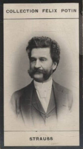 Photographie de la collection F&eacute;lix Potin (4 x 7,5 cm) repr&eacute;sentant : Johann Strauss, compositeur.. STRAUSS Johann 