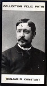 Photographie de la collection Félix Potin (4 x 7,5 cm) représentant : Jean Benjamin-Constant, peintre.