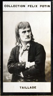 Photographie de la collection F&eacute;lix Potin (4 x 7,5 cm) repr&eacute;sentant : Taillade, com&eacute;dien.. TAILLADE Photo Boyer.