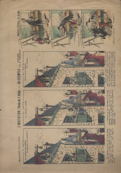 L'invitation - Un exemple. Image d'Epinal en couleurs. (N&deg; 4109).. IMAGE D'EPINAL 