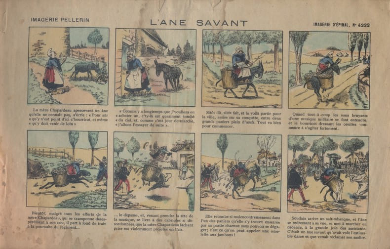L'&acirc;ne savant. Image d'Epinal en couleurs. (N&deg; 4233).. IMAGE D'EPINAL 