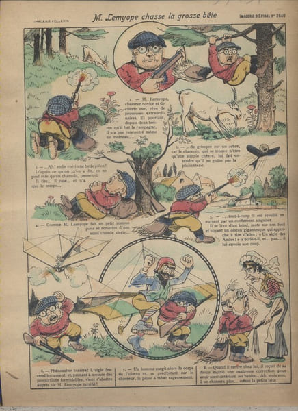 M. Lemyope chasse la grosse b&ecirc;te. Image d'Epinal en couleurs.. IMAGERIE D'EPINAL 