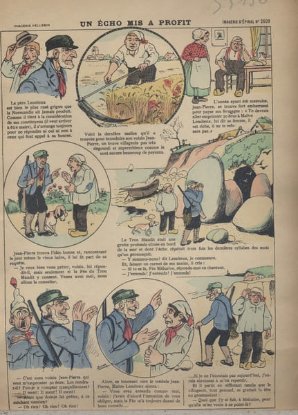 Un &eacute;cho mis &agrave; profit. Image d'Epinal en couleurs.. IMAGERIE D'EPINAL 