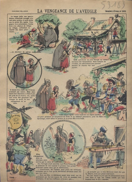 La vengeance de l'aveugle. Image d'Epinal en couleurs.. IMAGERIE D'EPINAL 