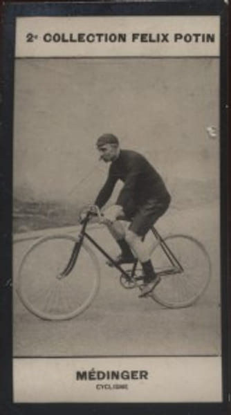 Photographie de la collection F&eacute;lix Potin (4 x 7,5 cm) repr&eacute;sentant : Paul M&eacute;dinger, coureur cycliste.. MEDINGER (Paul) - (Photo de la 2e collection ...