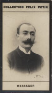 Photographie de la collection F&eacute;lix Potin (4 x 7,5 cm) repr&eacute;sentant : Andr&eacute; Messager, compositeur.. MESSAGER (Andr&eacute;) Photo Boyer.