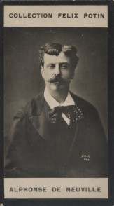 Photographie de la collection Félix Potin (4 x 7,5 cm) représentant : Alphonse de Neuville, peintre.. NEUVILLE Alphonse de Photo Nadar.