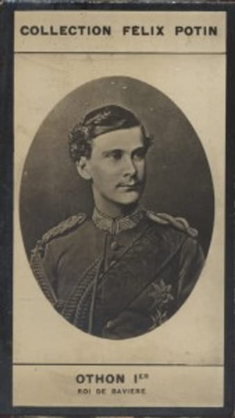 Photographie de la collection F&eacute;lix Potin (4 x 7,5 cm) repr&eacute;sentant : Othon Ier, roi de Bavi&egrave;re.. OTHON Ier (Roi de Bavi&egrave;re) 