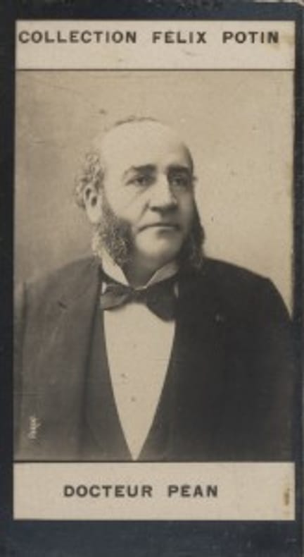 Photographie de la collection Félix Potin (4 x 7,5 cm) représentant : Docteur Jules Péan.. PEAN Jules (Docteur) Photo Pirou.