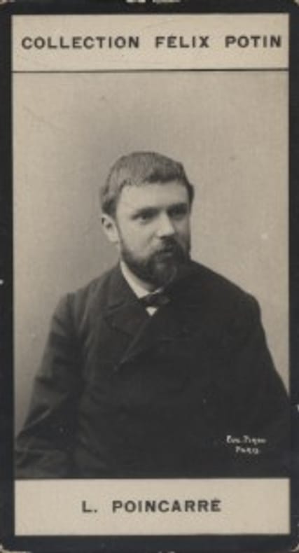 Photographie de la collection Félix Potin (4 x 7,5 cm) représentant : L. Poincaré, savant.. POINCARE L. Photo Pirou.