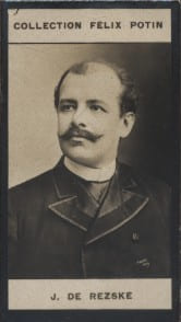 Photographie de la collection F&eacute;lix Potin (4 x 7,5 cm) repr&eacute;sentant : Jean de Reszk&eacute;, chanteur d'op&eacute;ra.. RESZKE Jean de Photo Nadar.