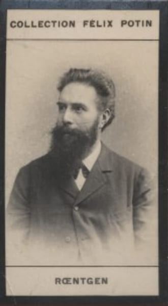 Photographie de la collection F&eacute;lix Potin (4 x 7,5 cm) repr&eacute;sentant : Docteur Wilhelm-Conrad Roentgen, physicien.. ROENTGEN (Docteur) 