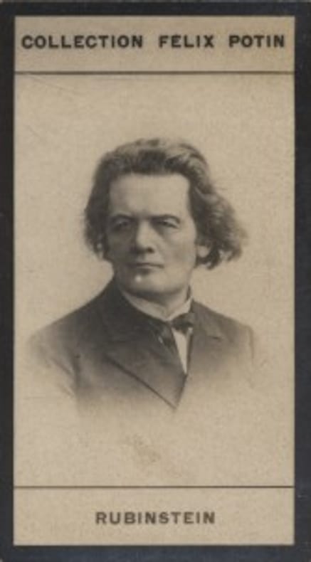 Photographie de la collection Félix Potin (4 x 7,5 cm) représentant : Antoine Rubinstein, musicien.. RUBINSTEIN Antoine 