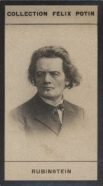 Photographie de la collection F&eacute;lix Potin (4 x 7,5 cm) repr&eacute;sentant : Antoine Rubinstein, musicien.. RUBINSTEIN Antoine 