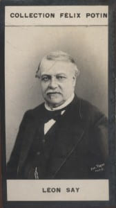 Photographie de la collection Félix Potin (4 x 7,5 cm) représentant : Léon Say, homme politique.