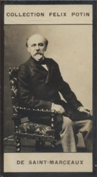 Photographie de la collection F&eacute;lix Potin (4 x 7,5 cm) repr&eacute;sentant : Ren&eacute; de Saint-Marceaux, sculpteur.. SAINT-MARCEAUX (Ren&eacute; de) Photo Pierre Petit.
