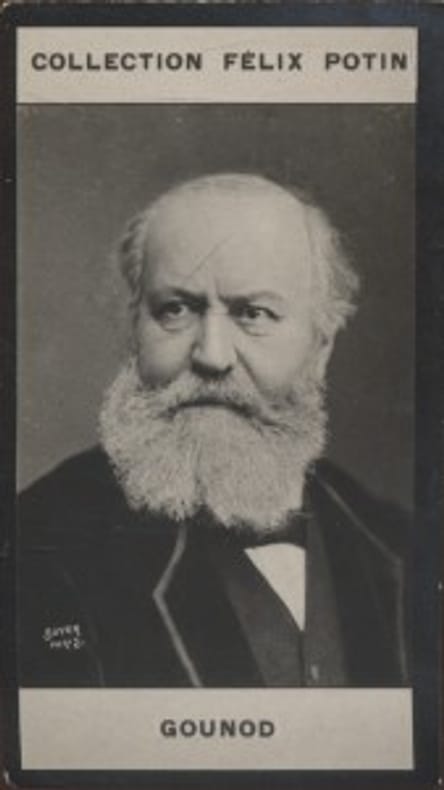 Photographie de la collection Félix Potin (4 x 7,5 cm) représentant : Charles Gounod, musicien.. GOUNOD (Charles) Photo Boyer.