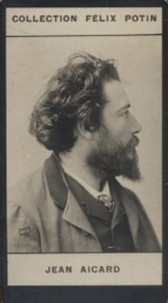 Photographie de la collection F&eacute;lix Potin (4 x 7,5 cm) repr&eacute;sentant : Jean Aicard, &eacute;crivain.. AICARD (Jean) Photo Boyer.