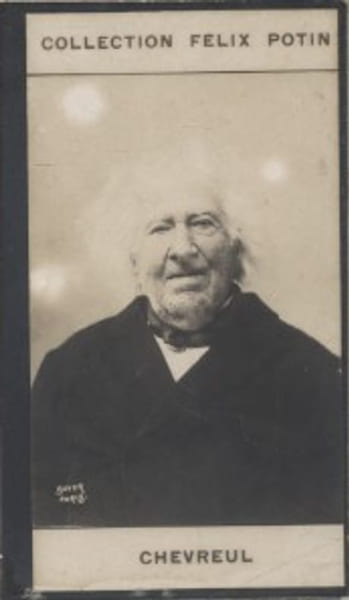 Photographie de la collection F&eacute;lix Potin (4 x 7,5 cm) repr&eacute;sentant : Eug&egrave;ne Chevreul, chimiste.. CHEVREUL (Eug&egrave;ne) Photo Boyer.