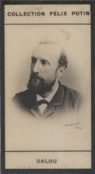 Photographie de la collection F&eacute;lix Potin (4 x 7,5 cm) repr&eacute;sentant : Jules Dalou, sculpteur.. DALOU (Jules) Photo Reutlinger.
