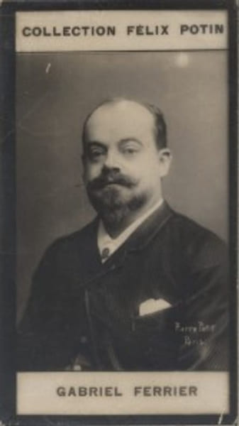 Photographie de la collection F&eacute;lix Potin (4 x 7,5 cm) repr&eacute;sentant : Gabriel Ferrier, peintre.. FERRIER (Gabriel) Photo Pierre Petit.