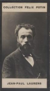 Photographie de la collection Félix Potin (4 x 7,5 cm) représentant : Jean-Paul Laurens, peintre.
