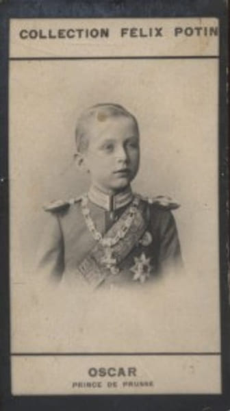 Photographie de la collection F&eacute;lix Potin (4 x 7,5 cm) repr&eacute;sentant : Oscar - Prince de Prusse.. OSCAR (Prince de Prusse) 