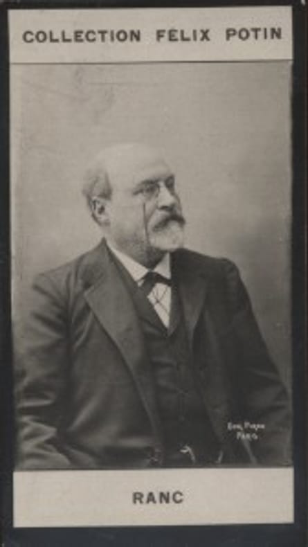 Photographie de la collection Félix Potin (4 x 7,5 cm) représentant : Arthur Ranc, homme politique.. RANC Arthur Photo Pirou.