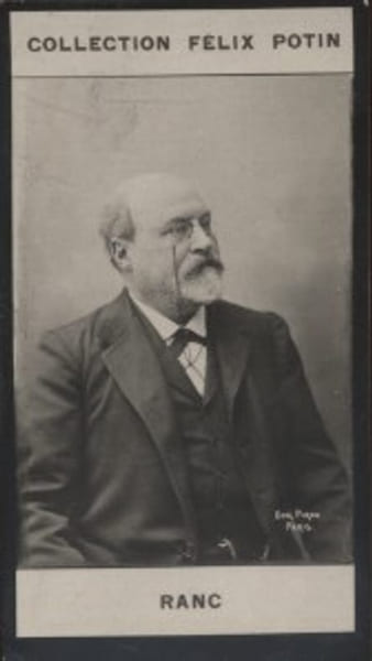 Photographie de la collection F&eacute;lix Potin (4 x 7,5 cm) repr&eacute;sentant : Arthur Ranc, homme politique.. RANC Arthur Photo Pirou.