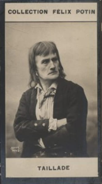 Photographie de la collection F&eacute;lix Potin (4 x 7,5 cm) repr&eacute;sentant : Taillade, com&eacute;dien.. TAILLADE Photo Boyer.