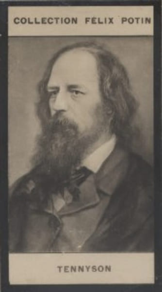Photographie de la collection F&eacute;lix Potin (4 x 7,5 cm) repr&eacute;sentant : Alfred Tennyson, po&egrave;te anglais.. TENNYSON (Alfred - Baron d'Altworth) 