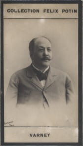 Photographie de la collection F&eacute;lix Potin (4 x 7,5 cm) repr&eacute;sentant : Louis Varney, compositeur.. VARNEY (Louis) Photo Reutlinger.