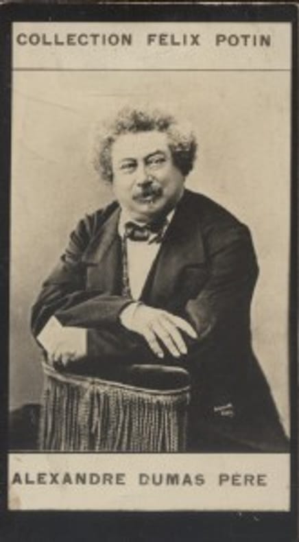 Photographie de la collection Félix Potin (4 x 7,5 cm) représentant : Alexandre Dumas père.. DUMAS (Alexandre, père) 