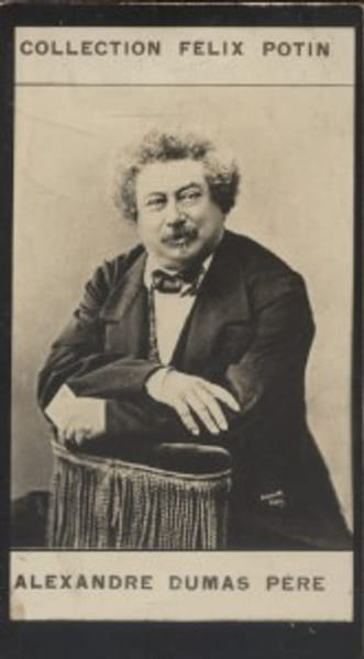 Photographie de la collection F&eacute;lix Potin (4 x 7,5 cm) repr&eacute;sentant : Alexandre Dumas p&egrave;re.. DUMAS (Alexandre, p&egrave;re) 